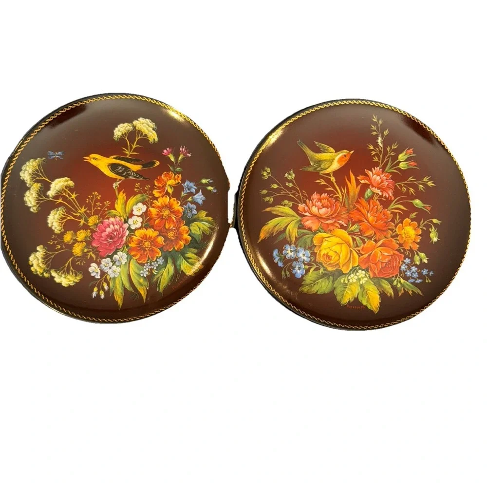 Vtg 1991 Pair Russian 'Rhapsody Fantasy' Bradford Exchange Played Birds‎ Flowers